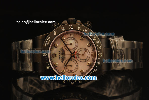 Rolex Daytona Chronograph Swiss Valjoux 7750 Automatic PVD Case and White MOP Dial-PVD Strap - Click Image to Close